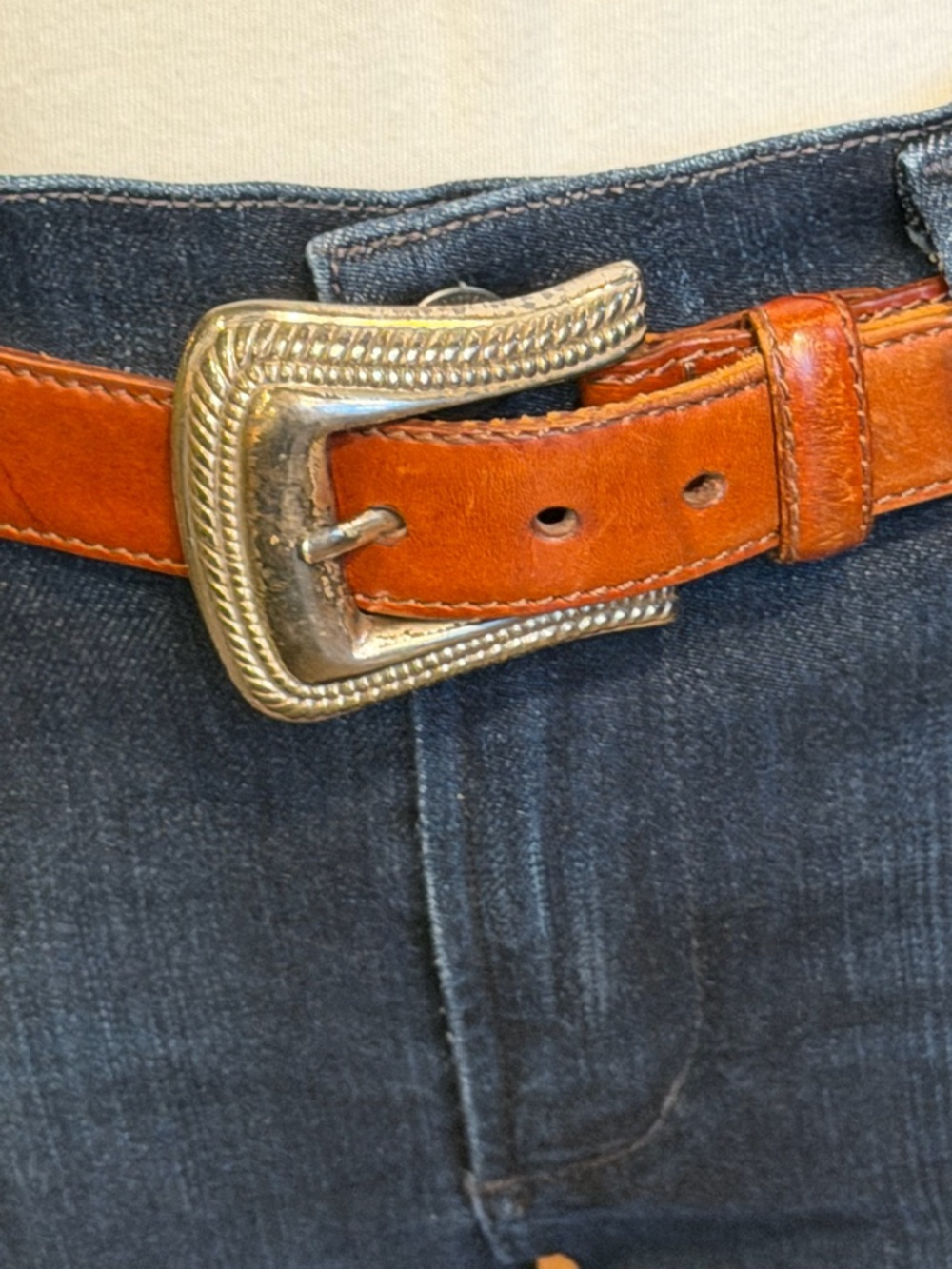 Fossil Southwestern Brown Leather Belt Silver Hardware 2010s (GUC) - Picture 11 of 12